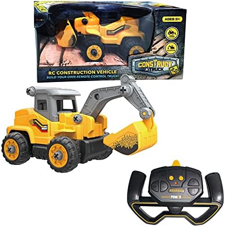 MUKIKIM Construct A Truck 2.0 – Excavator. Remote Control Take Apart Truck Toys for Kids. Educational STEM RC Car Building Set. Electric Digger Assemble Kit & Tool Included by MukikiM