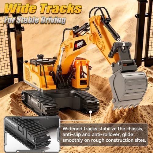 Jiakora 3-in-1 Remote Control Excavator Toy for Boys, 14-CH RC Construction Vehicle with 2 Rechargeable Batteries, Alloy Shovel, Drill & Grapple, Best Gifts for Kids Ages 3-5 4-7 6-8 9 10 12 Years Old - Image 6