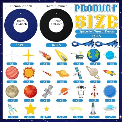 Sureio 264 Pcs Space Wreath Craft Kits DIY Space Hanging Ornament Decor - Image 3