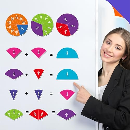 SpriteGru 78 PCS Magnetic Fraction Tiles, Educational Math Learning Manipulatives Set for Preschool Elementary School, Fraction Bar Set Educational Learning Tool Kit for Classroom, School Supplies - Image 4