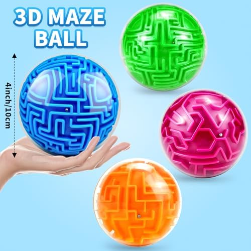 4 Pack 3D Puzzle Maze Ball, Magic Brain Teaser Puzzles Game for Kids 8+ - Image 2