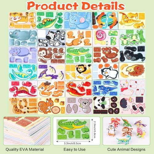 FOIMAS 3D Puzzles for Kids,31 Pack Educational Puzzle Farmhouse Animal Puzzle Dinosaur for Kids Classroom Prize Gifts Party Favor Supply - Image 3