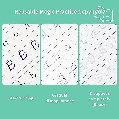 Premium Grooved Handwriting Practice for Kids, Reusable Children's Magic Copybook with Pencil Grips and Pouch, Large Size Calligraphy Workbooks Kit for Pre-School, Kindergarten(30 Refills) - Image 5