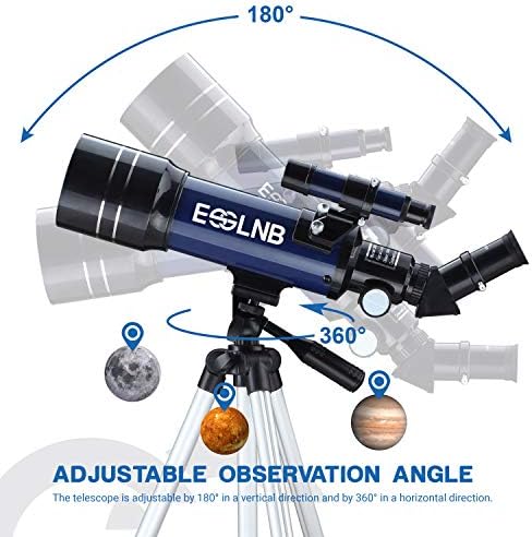 ESSLNB Telescope for Adults, 70mm Aperture Refractor Telescopes (15X-180X) for Astronomy Beginners, Portable Travel Telescope with Phone Adapter & Adjustable Tripod - Image 4