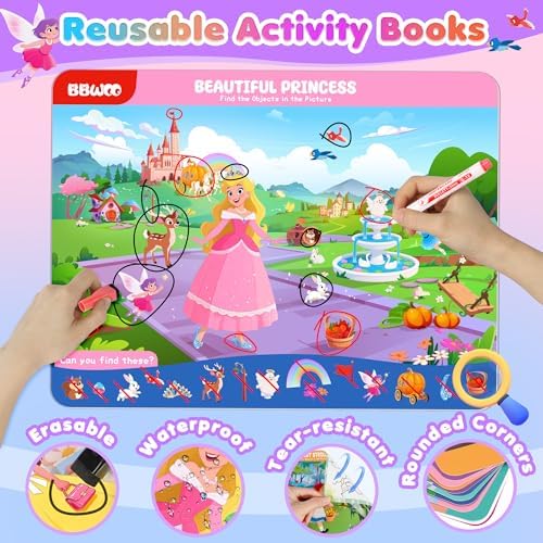 Search and Find Activity Books, 2 In 1 Princess Seek Game Coloring Books - Image 2