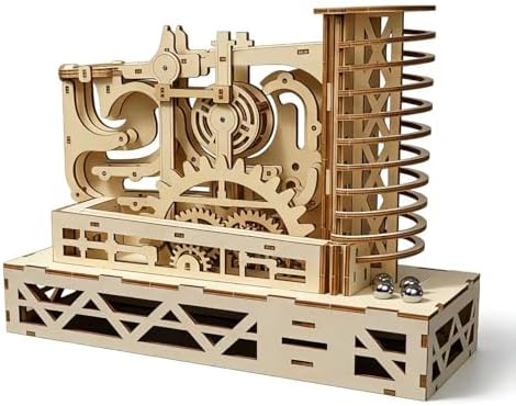 3D Wooden Puzzles for Adults, Motorized Marble Run Spiral Model Kit - Natural Wood DIY Craft Building Set, Unique Gift for Adults Men Women by Gosikee