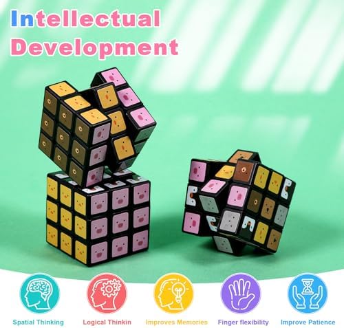 24 Pack Animals Mini Cube Bulk, 1.18 Inch 3x3x3 Small Puzzle Cubes Set, Animal Themed Birthday Party Favors, Classroom Rewards Prizes, Stocking Stuffers, Easter Basket Fillers for Kids - Image 3