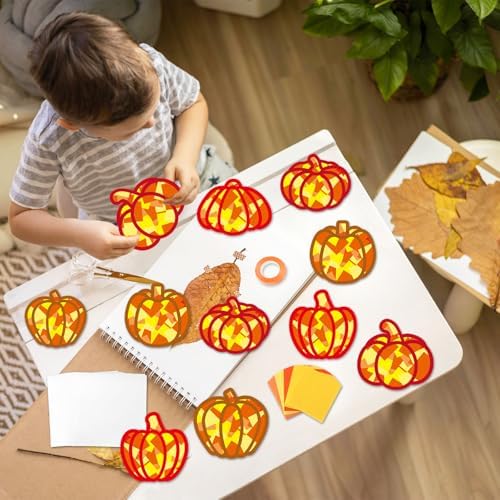Qyeahkj 36 Set Fall Pumpkin Suncatchers Crafts Kit for Kids - Image 5