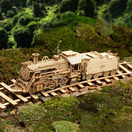 ROKR Model Car Kits Wooden 3D Puzzles Model Building Kits for Adults to Build-Educational Brain Teaser Assembly Model, Desk Decor/DIY Hobbies/Gifts (Prime Steam Express/12.1 * 2.7 * 3.3) - Image 4