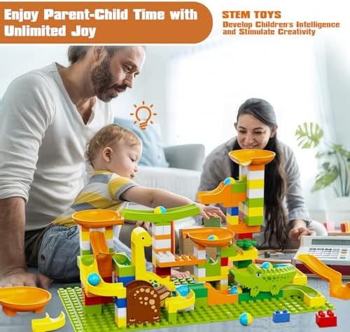 Dinosaur Marble Runs for Kids 4-8 Building Blocks Compatible with LEGO DUPLOS Marbles Run/138Pcs Classic Big Blocks Marble Run for kids Ages 3-5 STEM Toy/Montessori Toys Gift for Kids Age 3,4,5,6,7,8+ - Image 5