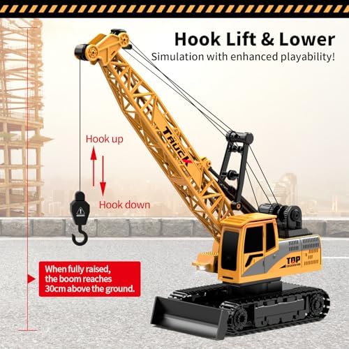 Dwi Dowellin Remote Control Crawler Crane for Boys,11-Channel 2.4GHz RC Construction Crane Toy for Kids Age 3 4-7 8 9 10 Year Old - Image 3