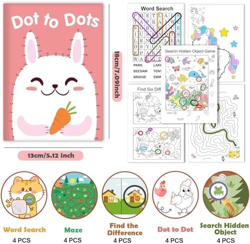 Elfew 20 Pack Small Activity Books for Kids Age 4-8,8-12, (7.1* 5.1 Inches) - Image 2