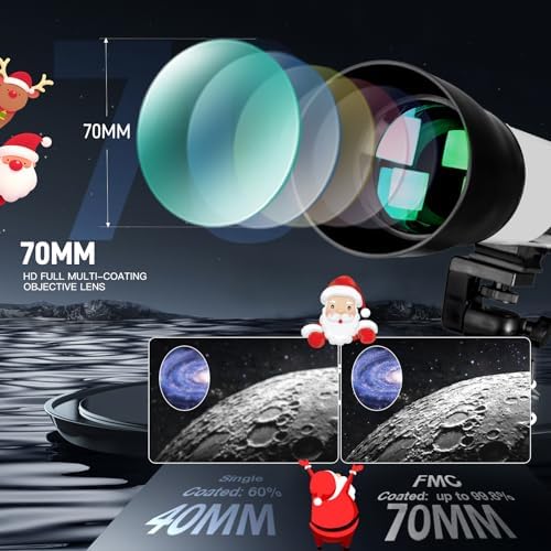 FREE SOLDIER Telescope 70mm Aperture 500mm Refractor Telescope for Adults High Powered - Professional Astronomical Refracting Telescope for Adults Beginners with Phone Adapter and Carry Bag White - Image 2