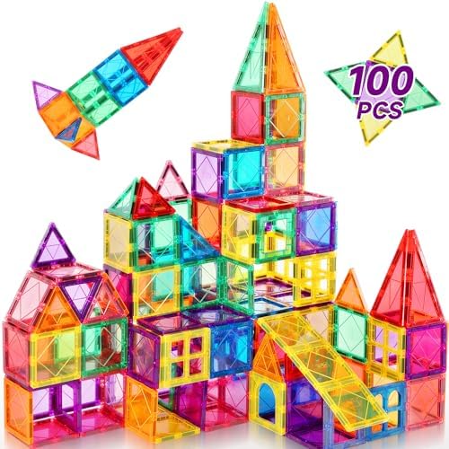 Mruikeny 100PCS Magnetic Tiles Kids Toys - Magnetic Building Blocks by Mruikeny