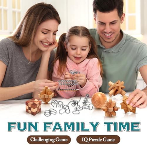 Brain Teaser Wooden Metal Puzzles - Easter Gifts for Kids Teens Brain Teaser Disentanglement Iron Link Unlock Interlock Game Chinese Ring Magic Trick Toy for Party Favors Kids Adults Challenge 32pack - Image 4