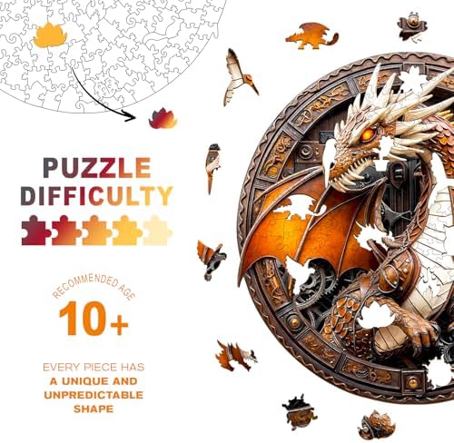 Wooden Puzzles for Adults,Mechanical Dragon Puzzles Gift,13.4*13.3in 300pcs - Image 4
