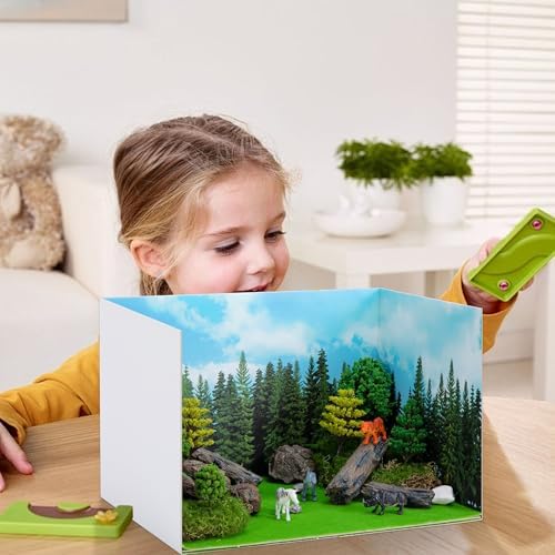 codree 4 Pcs Jungle Style Diorama Box and Fake Grass Decor, Rainforest Diorama Supplies Project Box Set, Cardboard Diorama Kit & Artificial Grass with Double Sided Tapes for DIY Crafts Toys Dollhouse - Image 6