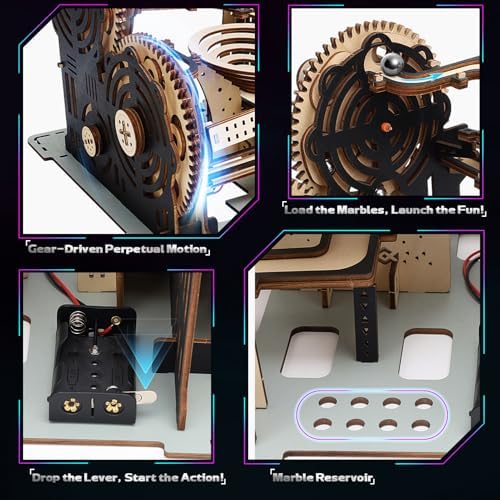 Motorized 3D Wooden Puzzles Marble Run Set for Adults & Teens, Mechanical Marble Run Model Kit to Build, Fun STEM Engineering Gift & Unique Desktop Decor, Christmas Birthday Gift - Image 5