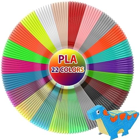 3D Pen Filament Refills, 22 Colors, 1.75mm PLA, 220 Feet by 3Dgenius