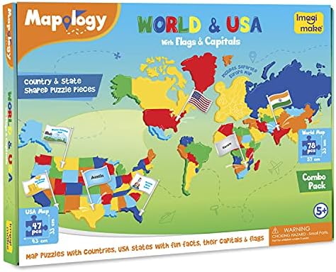 Imagimake Mapology USA & World Map Puzzle, Learn Countries, Flags, Capitals - Image 4