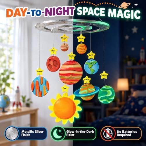 Works of Ahhh... Classic Wood Paint Kit - Solar System Mobile Craft Set - Kid - Image 6
