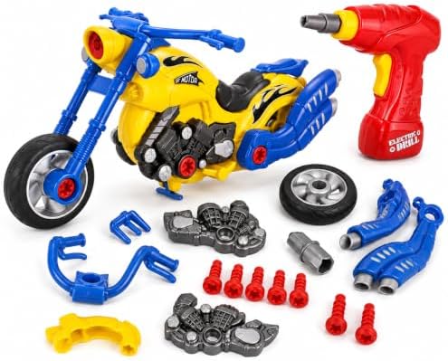 Take-Apart Motorcycle with Electric Drill, Lights, Sounds and 20+ Pieces by LibertyBrandsUS