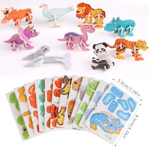 CCINEE 25 Pcs Educational 3D Cartoon Puzzles for Kids,3D Animal Learning Educational Paper Puzzle Game for DIY Crafts Gifts - Image 4