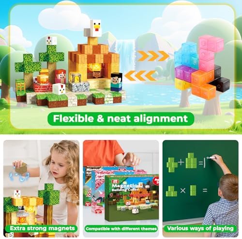 ToyUnited 200PCS Magnetic Blocks with Light-Up Blocks, Magnet Building Blocks, Stacking Magent Cubes, STEM Montessori Educational Sensory Toys for Boys & Girls Ages 3-12 Birthday Gifts - Image 5