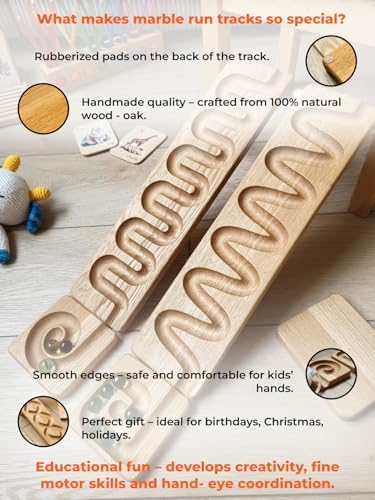 Marble Run Track Race Machine Personalized Wooden Maze Board Ball Run Course Gift for Kids Run Race Winding Track Roller (Set of 2) - Image 2