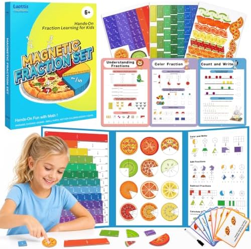 Larger 11.5" Magnetic Fraction Playbook - Montessori Math Manipulatives by luottis