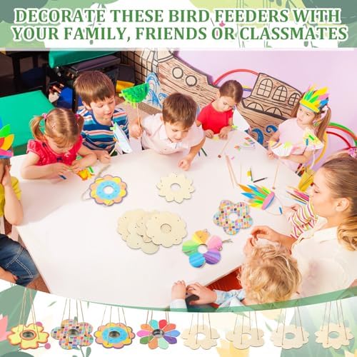 DoubleFill 100 Pack Bird Feeder Craft Kits for Kids Ages 3-8 Bird Feeder Craft Kits with Stainless Steel Bowls DIY Kids Crafts Wooden Art Painting Outdoor Bulk Toys for Children VBS Crafts - Image 5
