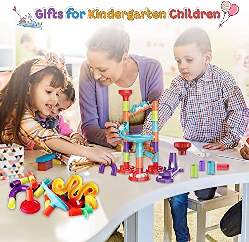 Marble Run Building Blocks STEM Toy Track Race Maze 30 Glass Marbles for Kids Boys Girls 3 4 5 6 7 8 9 10 11 12 Year Old Birthday Present Preshool Gift - Image 5