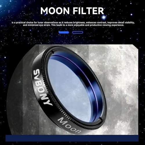 SVBONY 40mm 1.25'' Telescope Eyepiece Bundle with SV233 7PCS Telescope Accessory Kit, 6mm 17mm Eyepiece, 2X Barlow Lens Moon Filter ND4 Filter 82A Color Filter, for Astronomical Observations - Image 7