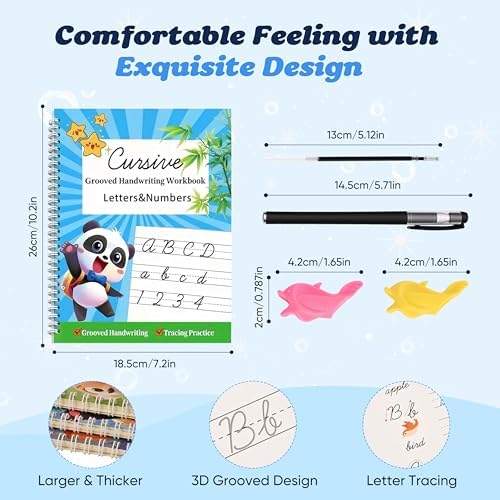 Grooved Cursive Handwriting Workbook for Beginners Kids Ages 8-12 | Cursive Writing Practice Book | Magic Ink Cursive Books with Riddles, Stories & Quotes | Handwriting Without Tears Cursive - Image 2