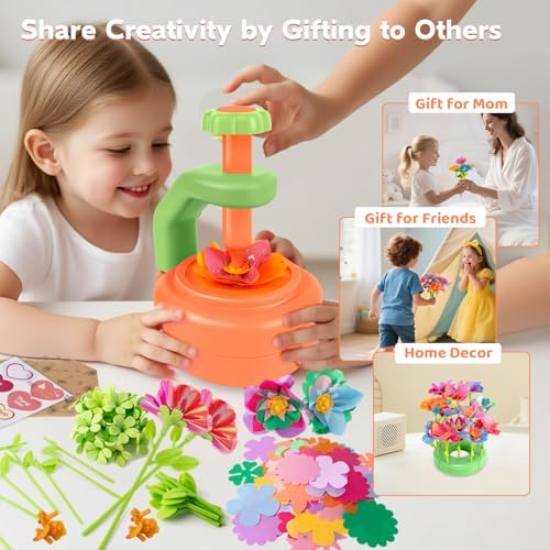 Art & Craft Kit Toys for Girls: DIY Farbric Flower Bouquet Crafts for 3 4 5 6 7 8 Year Old Toddlers | Educational Activiiy Preschool Birthday Gifts Ideas for Kids Age 4-8 Flower Making Crafts Set - Image 3