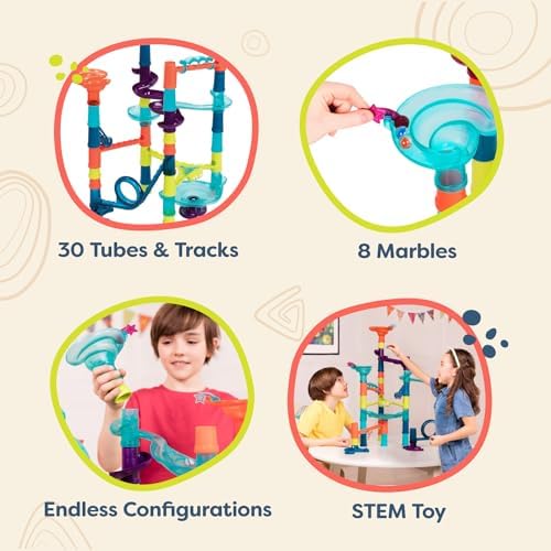 B. toys Marble-Palooza Marble Run, Large 38-Piece STEM Tracks and Loops Set - Image 5