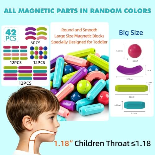 Magnetic Building Sticks Montessori Toy Starter Set, Magnetic Stick & Balls STEM Learning Toys for Kids, Montessori Magnet Set for 3 Year Old Preschool Toy, Construction Kit Sensory Toys Birthday Gift - Image 6