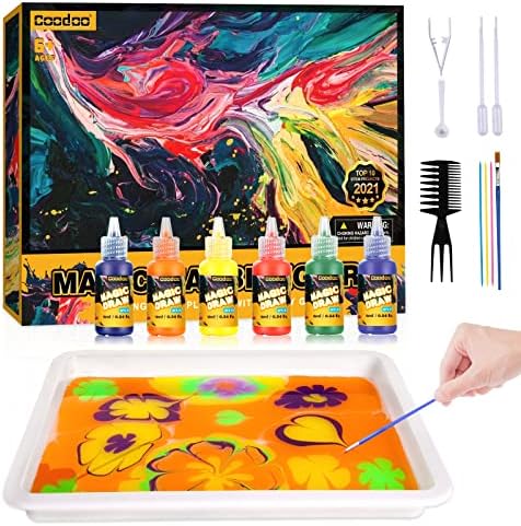 Water Marbling Paint for Kids - Arts and Crafts for Girls Boys Ideal Gifts by Coodoo