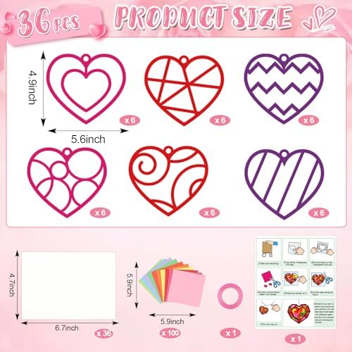 Qyeahkj 36Set Valentine's Day Suncatchers Crafts Kit for Kids - Image 2