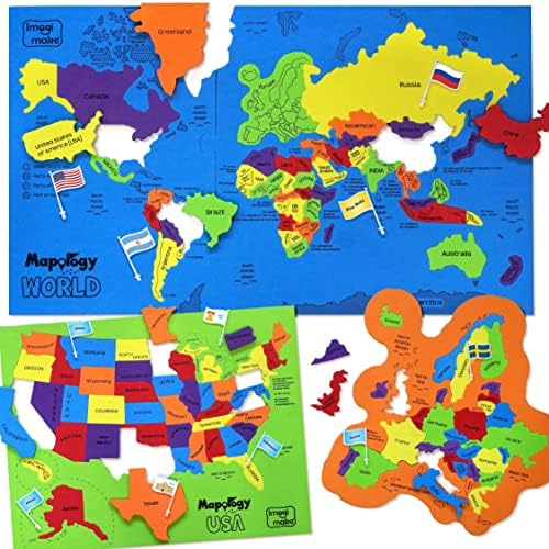 Imagimake Mapology USA & World Map Puzzle, Learn Countries, Flags, Capitals by Imagimake