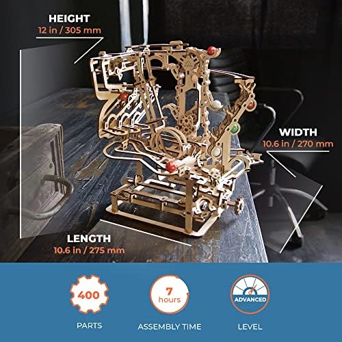 UGEARS Bundles Marble Run Holiday Set Wooden Marble Run Kit with 10 Colored Marbles - 3D Puzzles for Adults and Kids - Amusement Park Wood Marble Track 3D Puzzle - Wood Model Kit for Self-Assembly - Image 2