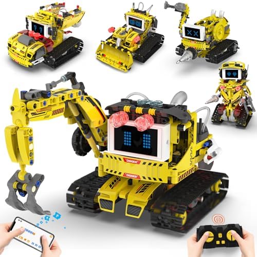 5 in 1 Robot Building Set with RC & APP for Boys Kids Ages 8-14 by SUPLANET