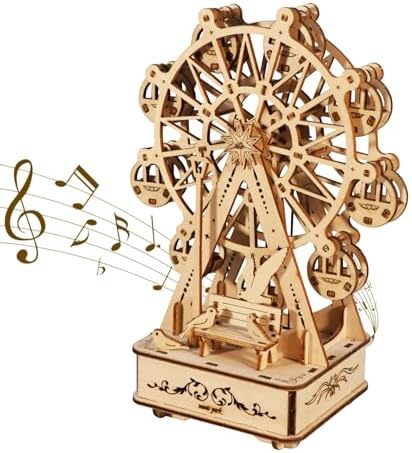 3D Wooden Puzzles Music Box Ferris Wheel DIY Crafts Handmade Model Kits for Women Birthday Gifts by MusicPark