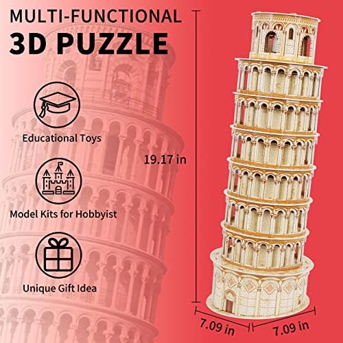 3D Puzzles London Big Ben, Pisa Leaning Tower, City Large Architecture Building Model Kit - Image 3