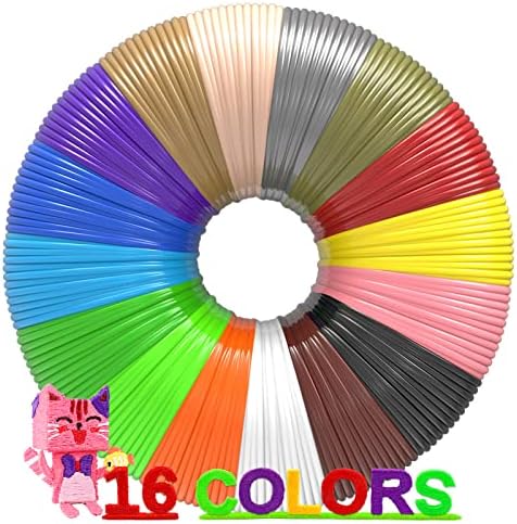3D Pen Filament 160 Feet, 16 Colors, Each Color 10 Feet, 250 Stencils eBooks - 3D Printer Pen Refill PLA 1.75mm, Compatible with MYNT3D, SCRIB3D, PIKA3D Super and Pro Pen by dikale