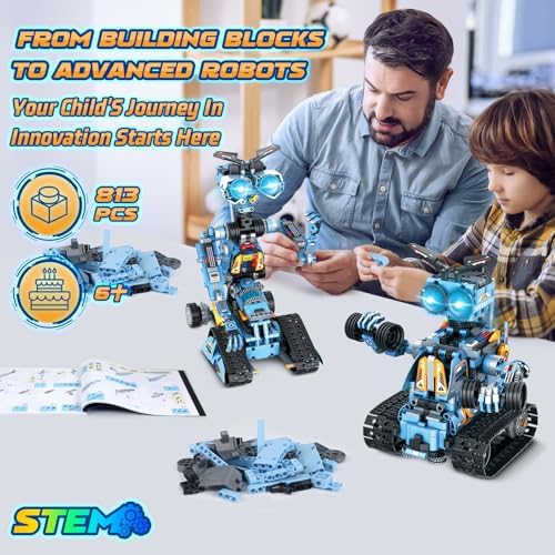 OKKIDY Robot Building Toys for Kids, 4-in-1 Rechargeable Remote Control RC Robotics STEM Building Block Kit RC Wall/Engineer Robot Toys for Boys Girls Ages 6 7 8 9 10 11 12+ (813PCS) - Image 4