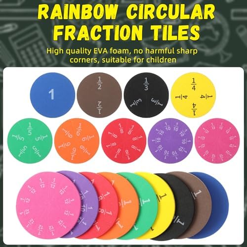 Sayglossy 6 Sets Fraction Circles for Math Classroom, Circles - Image 4