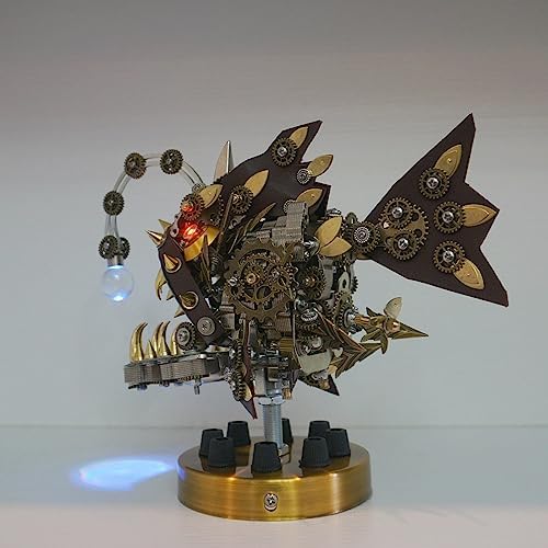 3D Steampunk Mechanical Metal Puzzle Kit: DIY Lantern Fish Model - 3D Jigsaw Assembly Kit, Handmade Craft Collection for Adults, Teens, Boys, and Girls(700-Piece) - Image 3