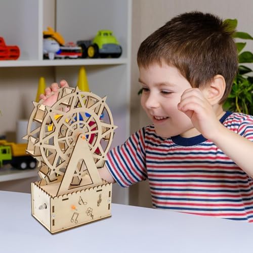 Ferris Wheel Musical - Music Box Set Assembly, Rotating Wooden Ferris Wheels Craft Kit, STEM Educational Science Toy for Adults Teens, Creative DIY Model | for Birthday Christmas Boys 2026 - Image 2