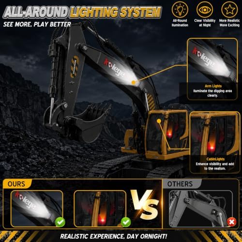 kolegend RC Excavator Toy | 1:18 Remote Control Excavator - Image 6
